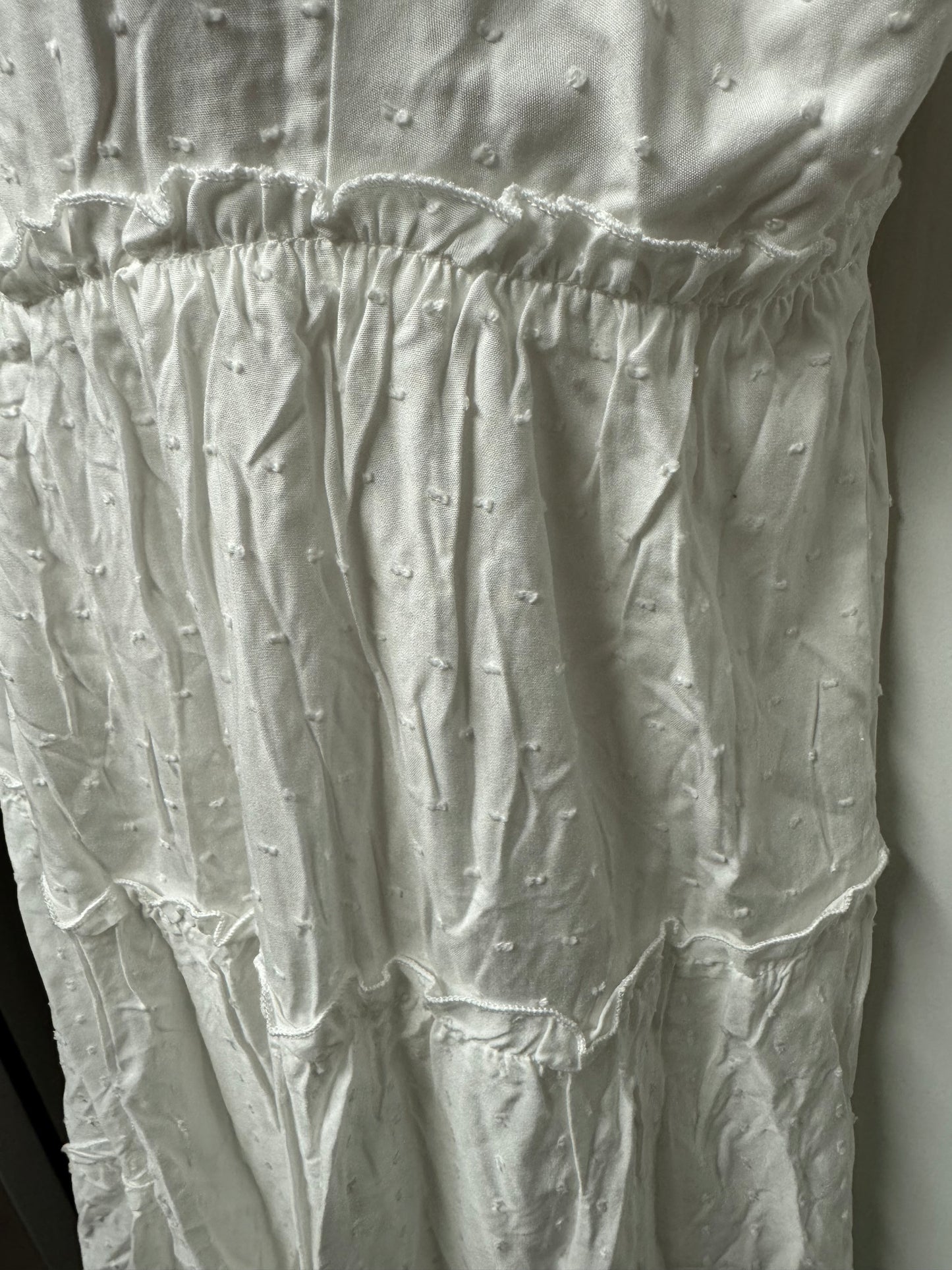 SHEIN White Tie Shoulder Tiered Midi Sundress NWT US 14 XXL Cruise Summer Travel
