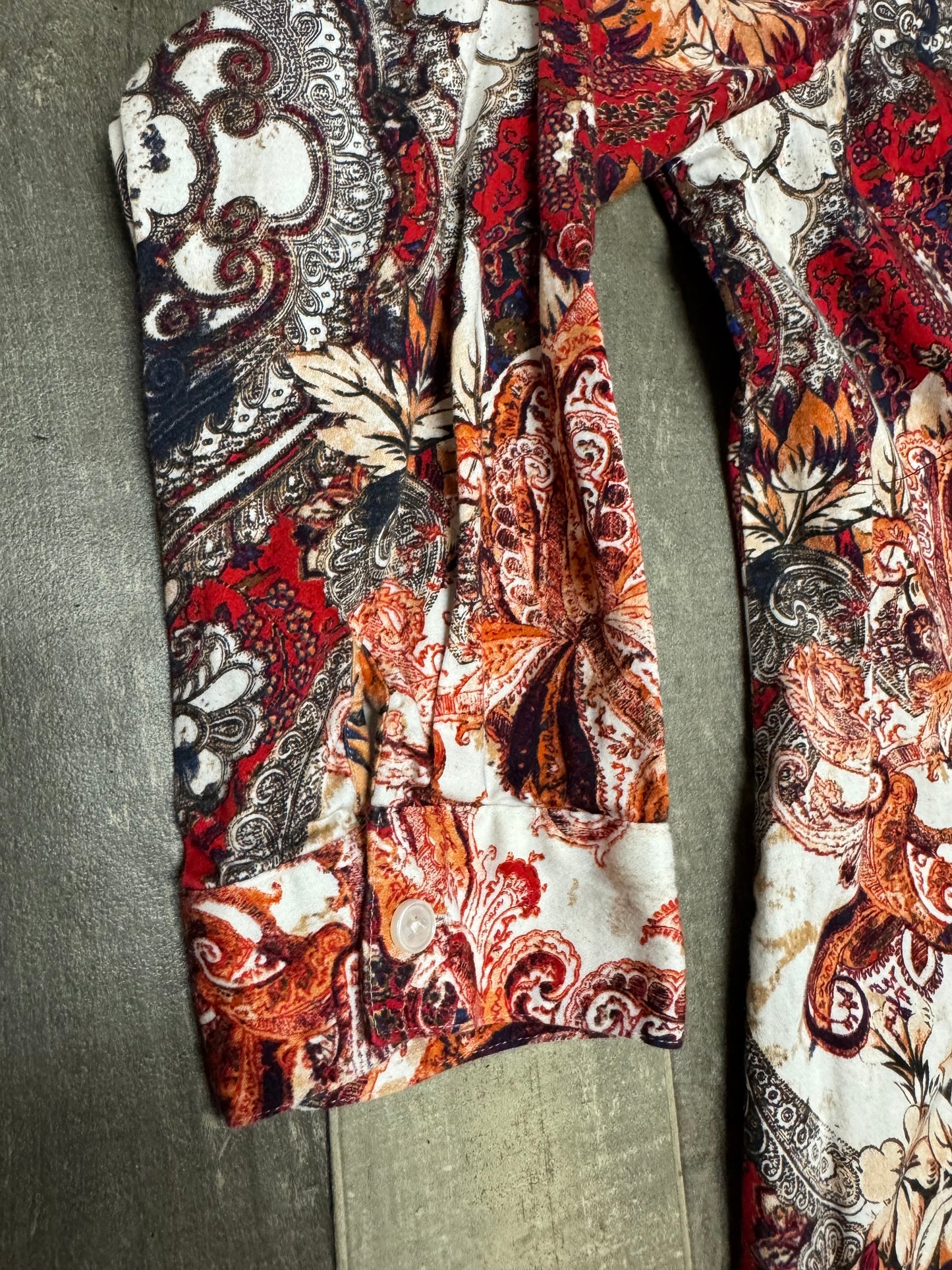 Chico’s US-SZ- 2-(L) Paisley Floral Button-Up Blouse LongSleeve Colorful Women’s
