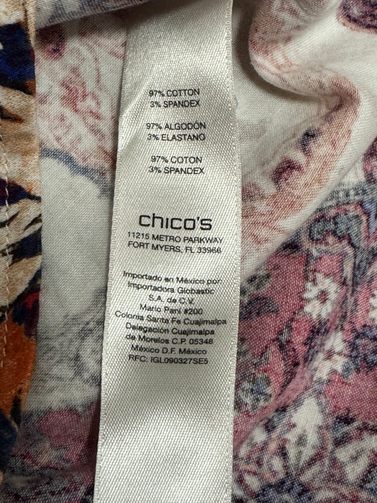 Chico’s US-SZ- 2-(L) Paisley Floral Button-Up Blouse LongSleeve Colorful Women’s