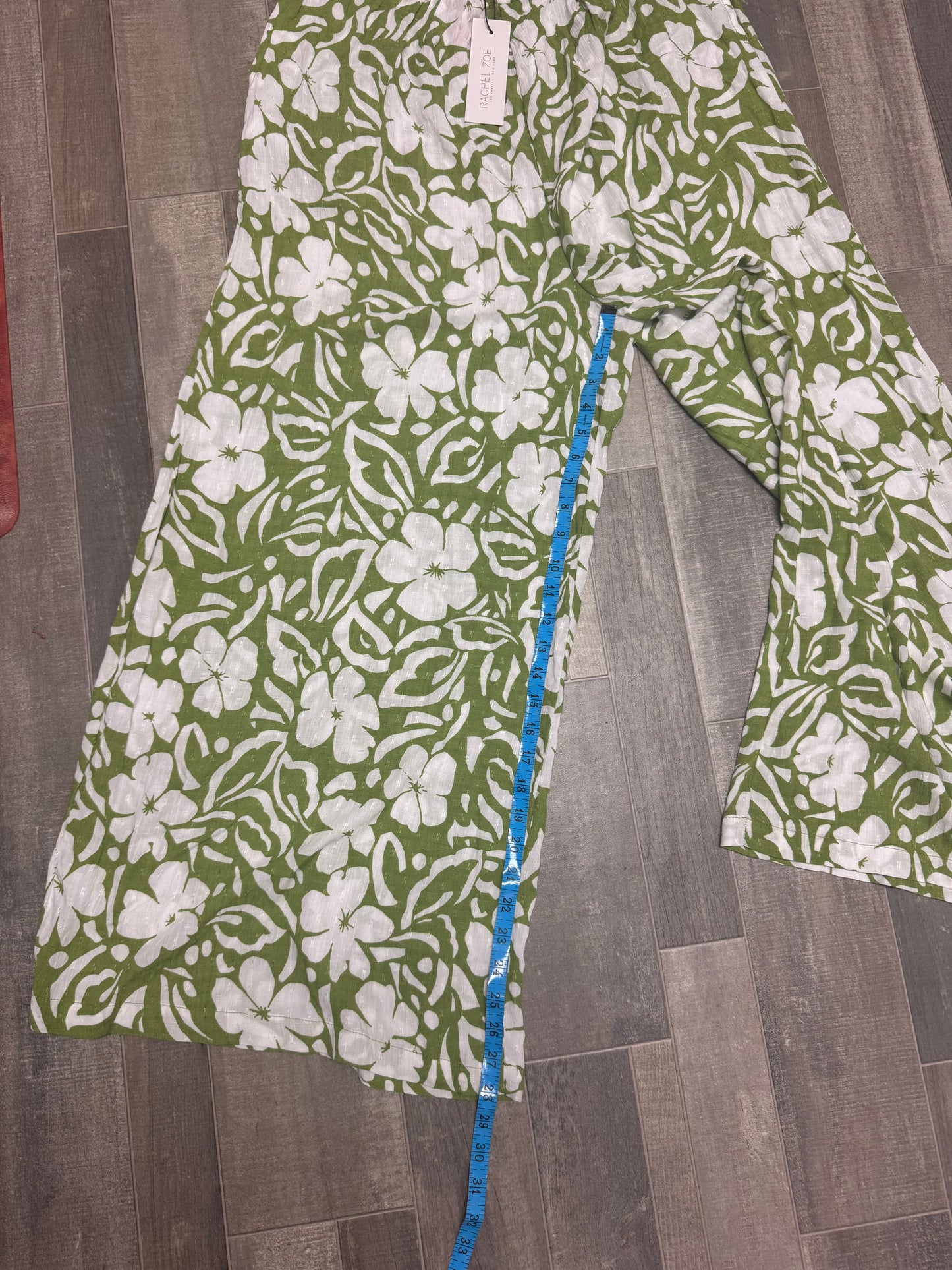 Rachel Zoe Olive White Floral Wide-Leg Pants Women’s XL Relaxed Casual Y2K