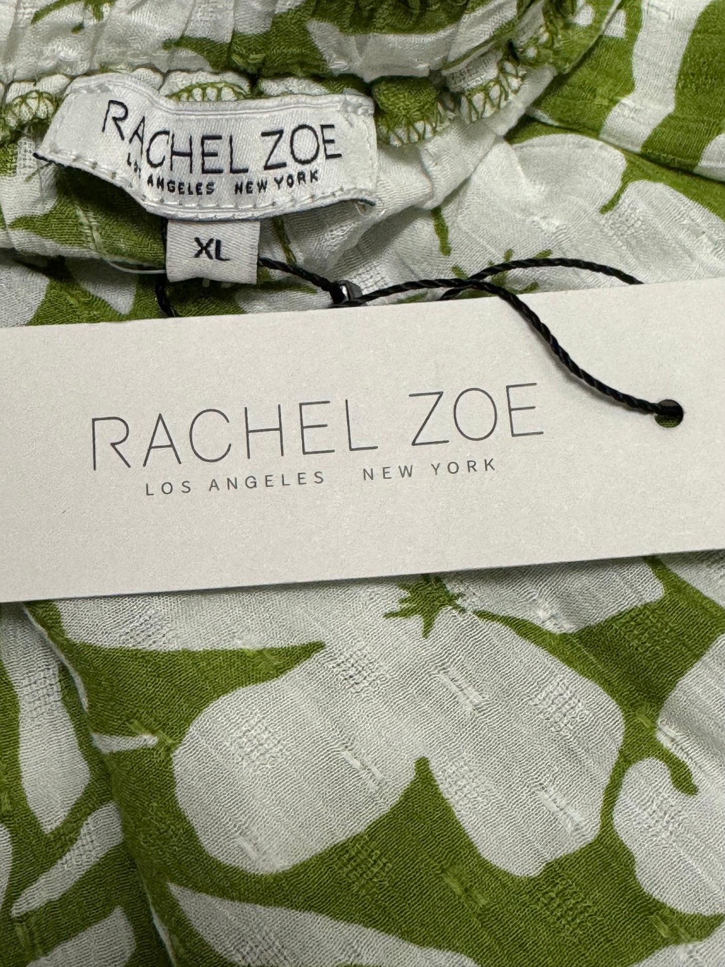 Rachel Zoe Olive White Floral Wide-Leg Pants Women’s XL Relaxed Casual Y2K