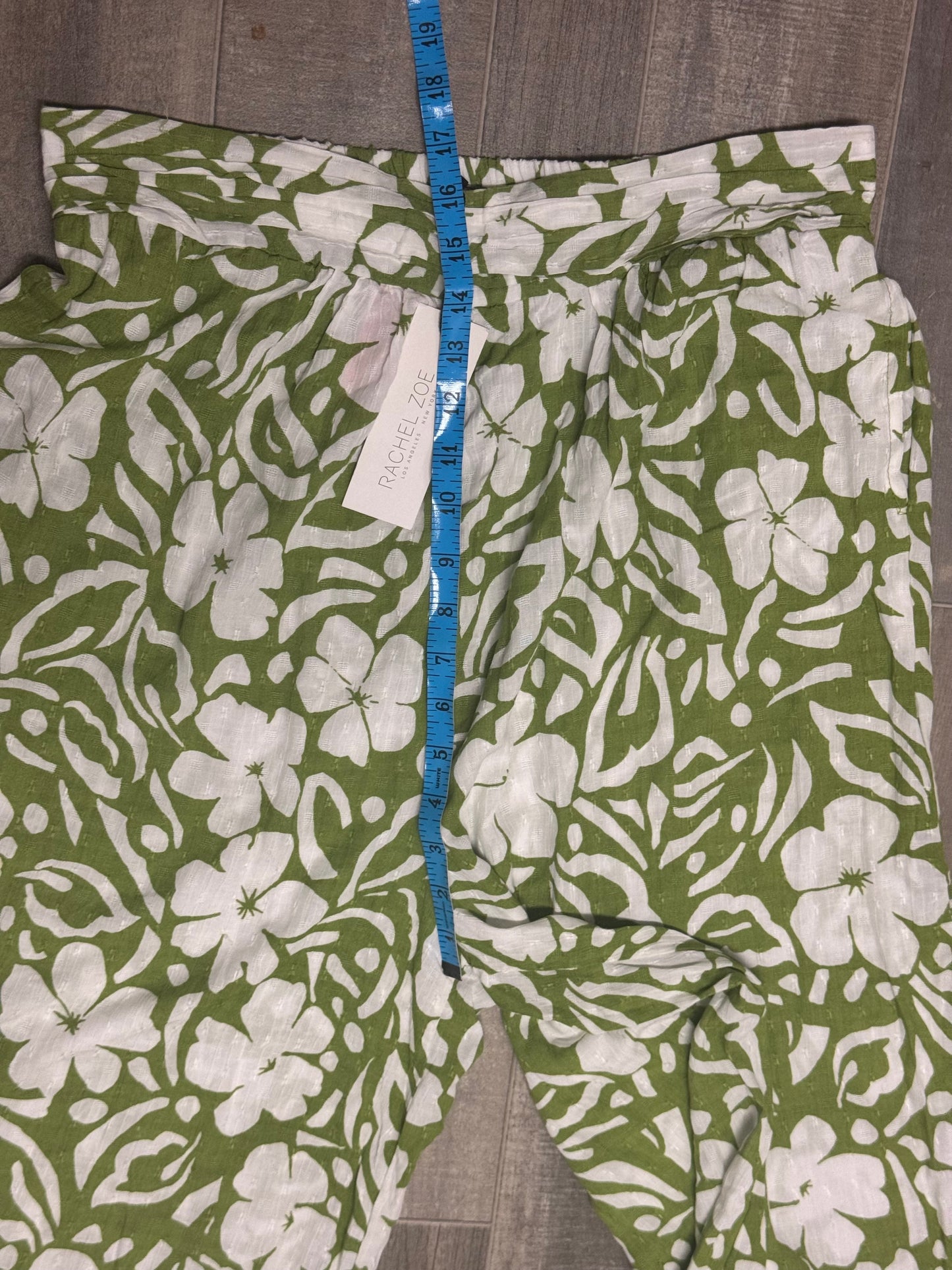 Rachel Zoe Olive White Floral Wide-Leg Pants Women’s XL Relaxed Casual Y2K