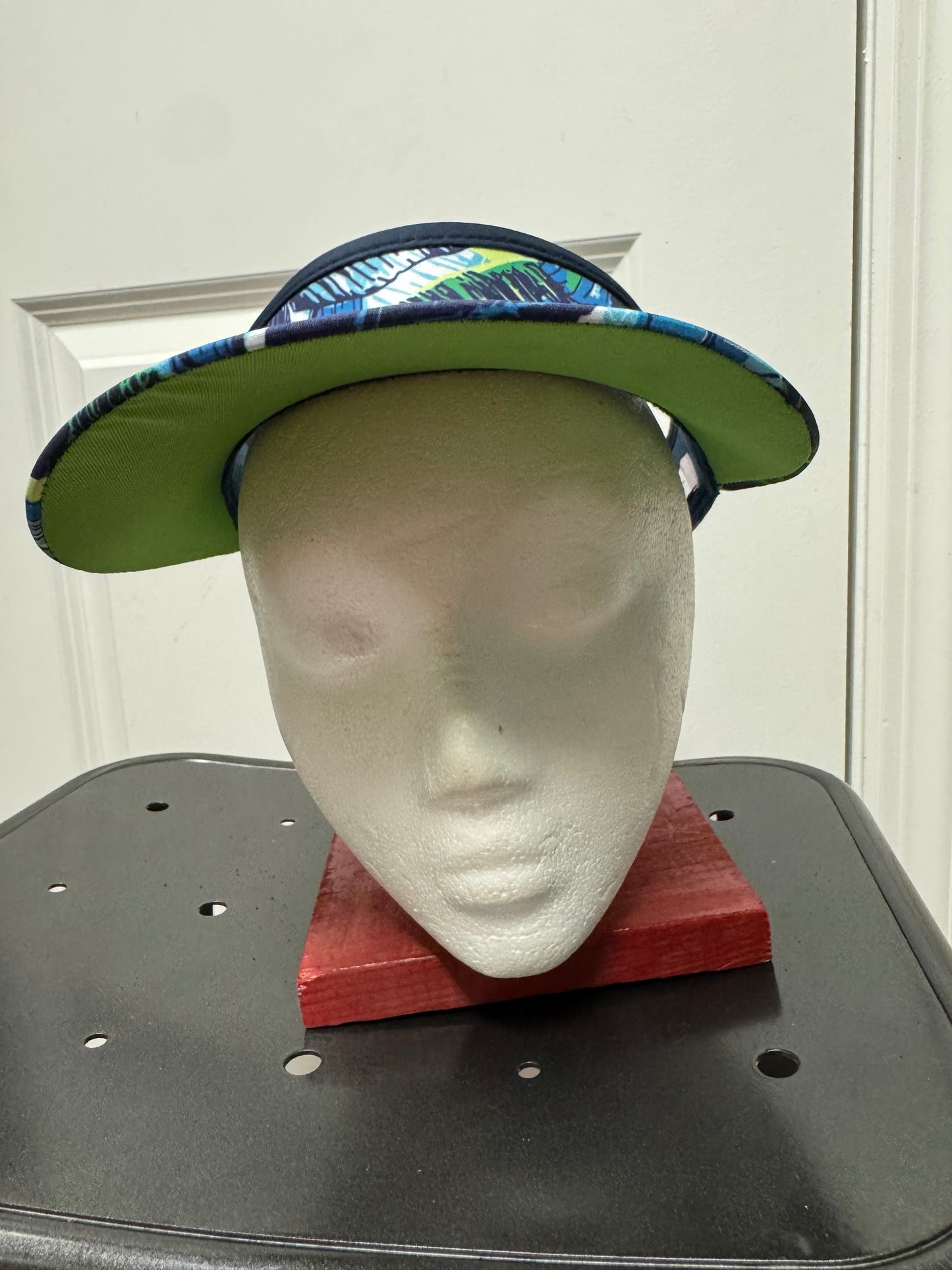 Lillie Green Tropical Leaf Floral Print Visor Blue Green Adjustable One Size Hat