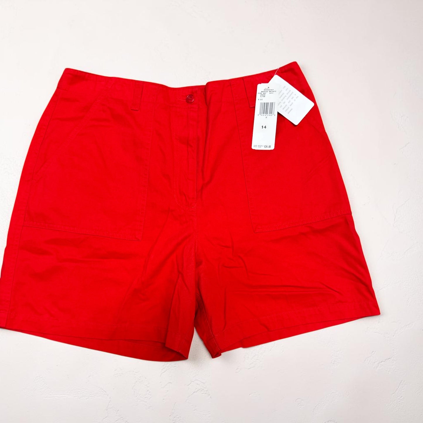 Women’s Red Utility Bermuda Shorts Size 14 NWT Cotton Casual Summer Pockets Y2K
