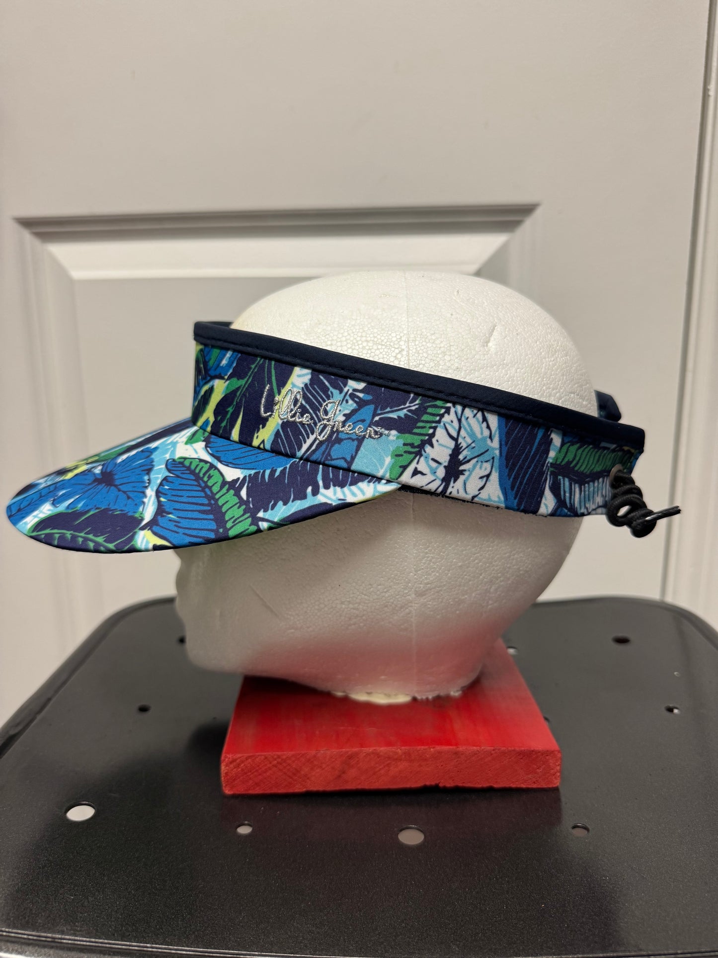 Lillie Green Tropical Leaf Floral Print Visor Blue Green Adjustable One Size Hat