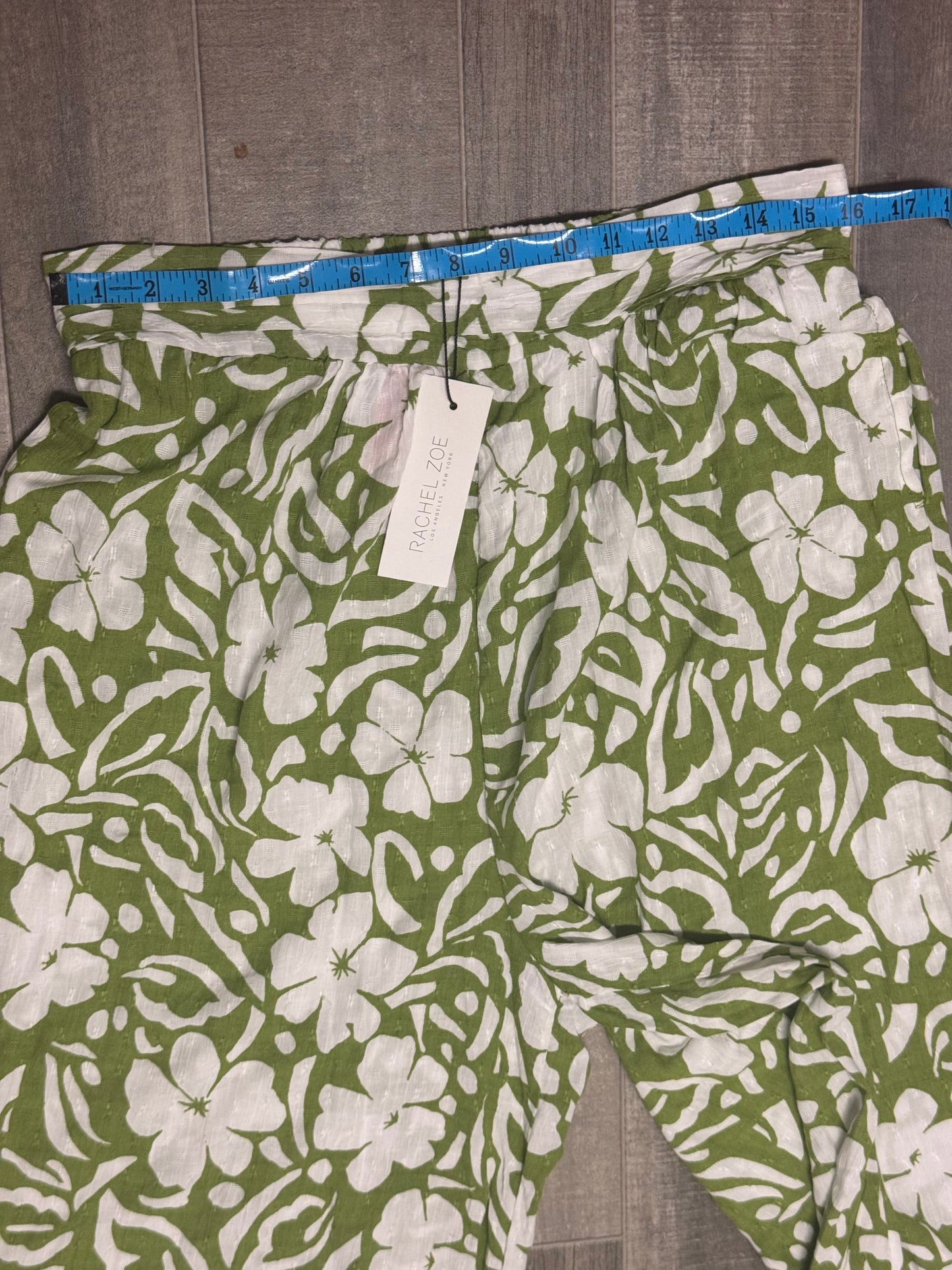 Rachel Zoe Olive White Floral Wide-Leg Pants Women’s XL Relaxed Casual Y2K