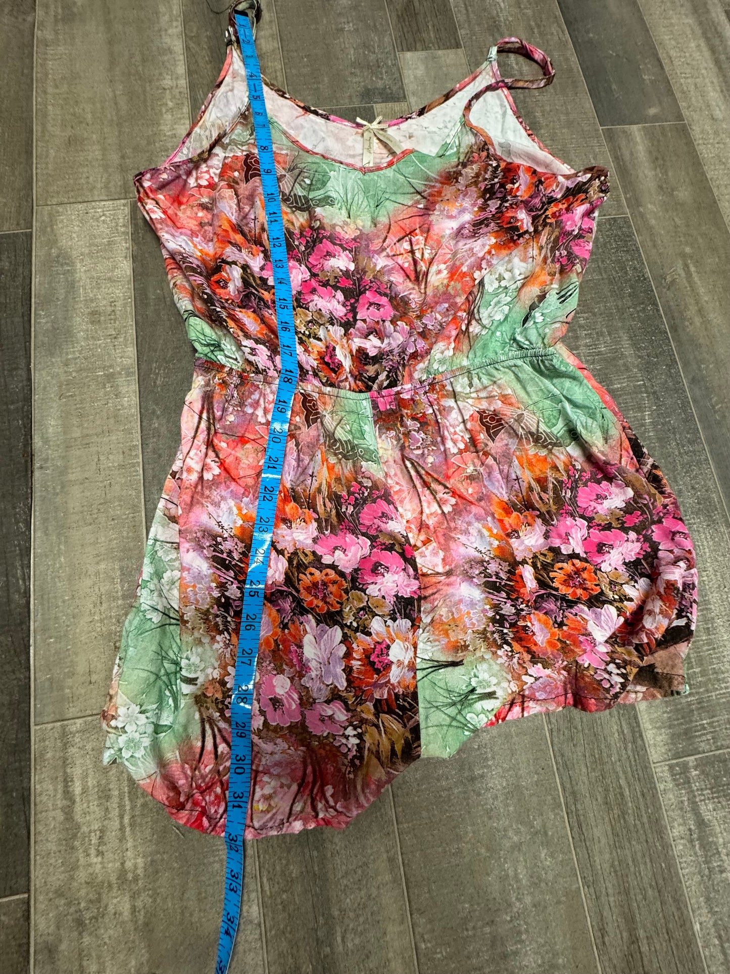 Coldwater Creek Women’s Floral Sleeveless Romper Shorts Size 10 Pink Green Boho