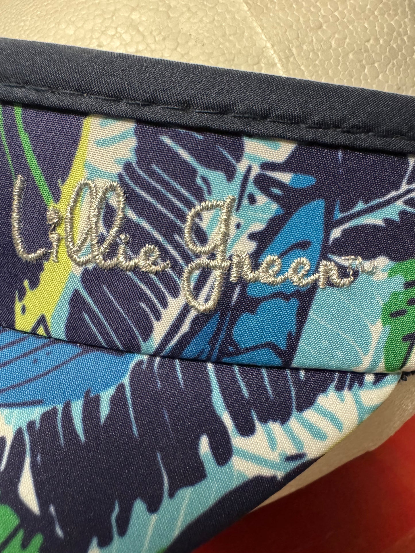 Lillie Green Tropical Leaf Floral Print Visor Blue Green Adjustable One Size Hat