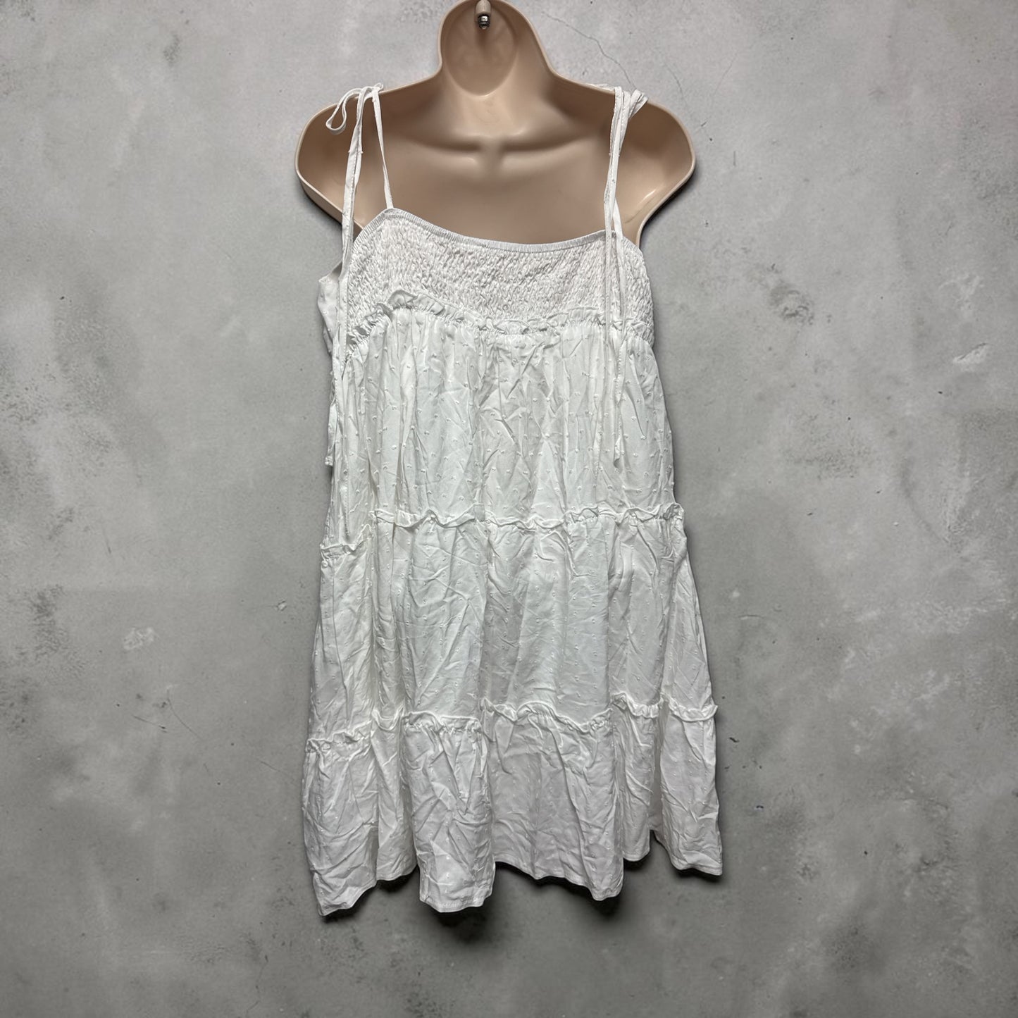 SHEIN White Tie Shoulder Tiered Midi Sundress NWT US 14 XXL Cruise Summer Travel