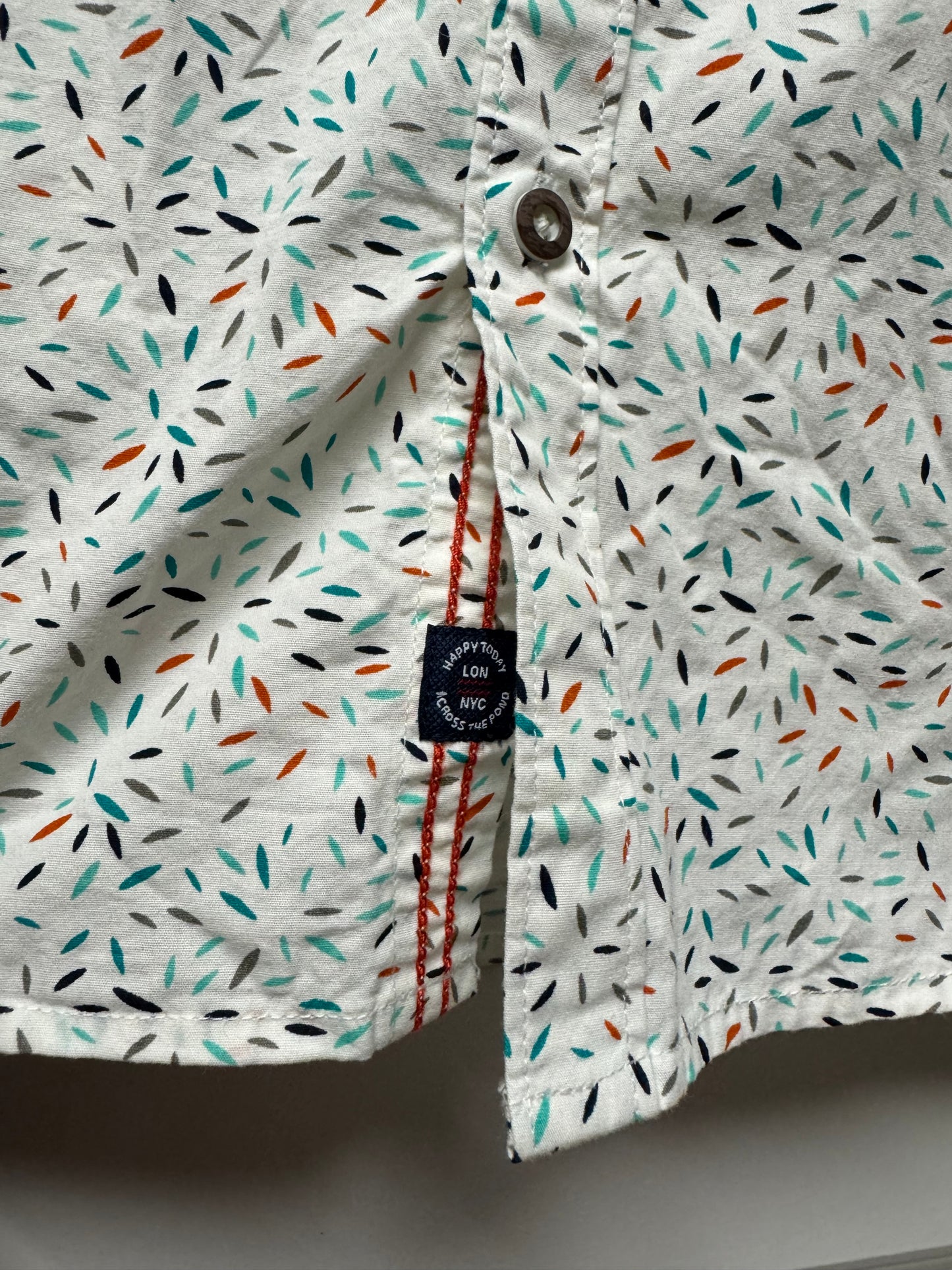 NWT Men’s Across Pond Signature Line Medium White Multicolor Print Button Shirt