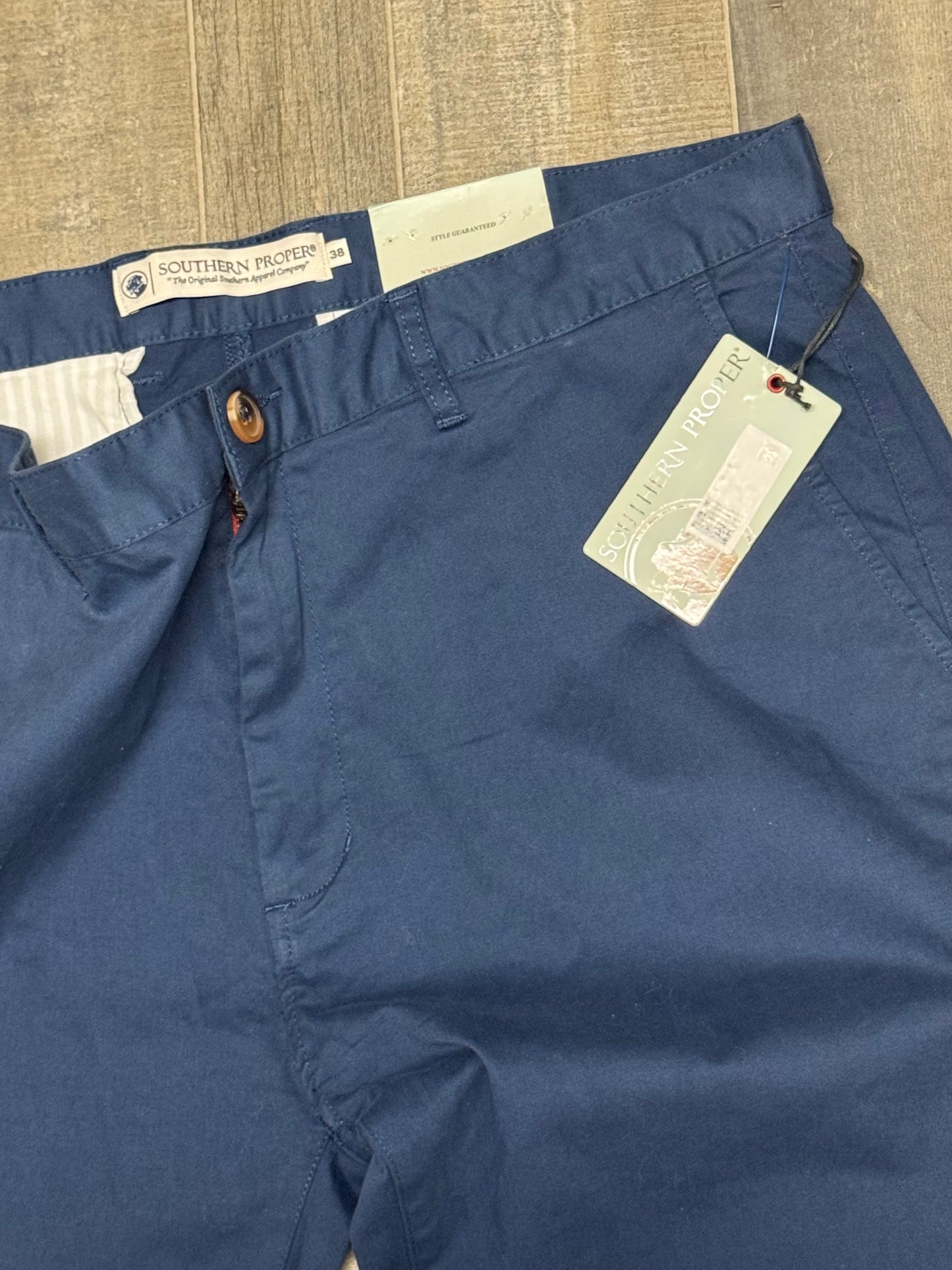 Southern Proper Men’s Navy Blue Chino Pants Size 32L x 38W Straight Leg Business Casual
