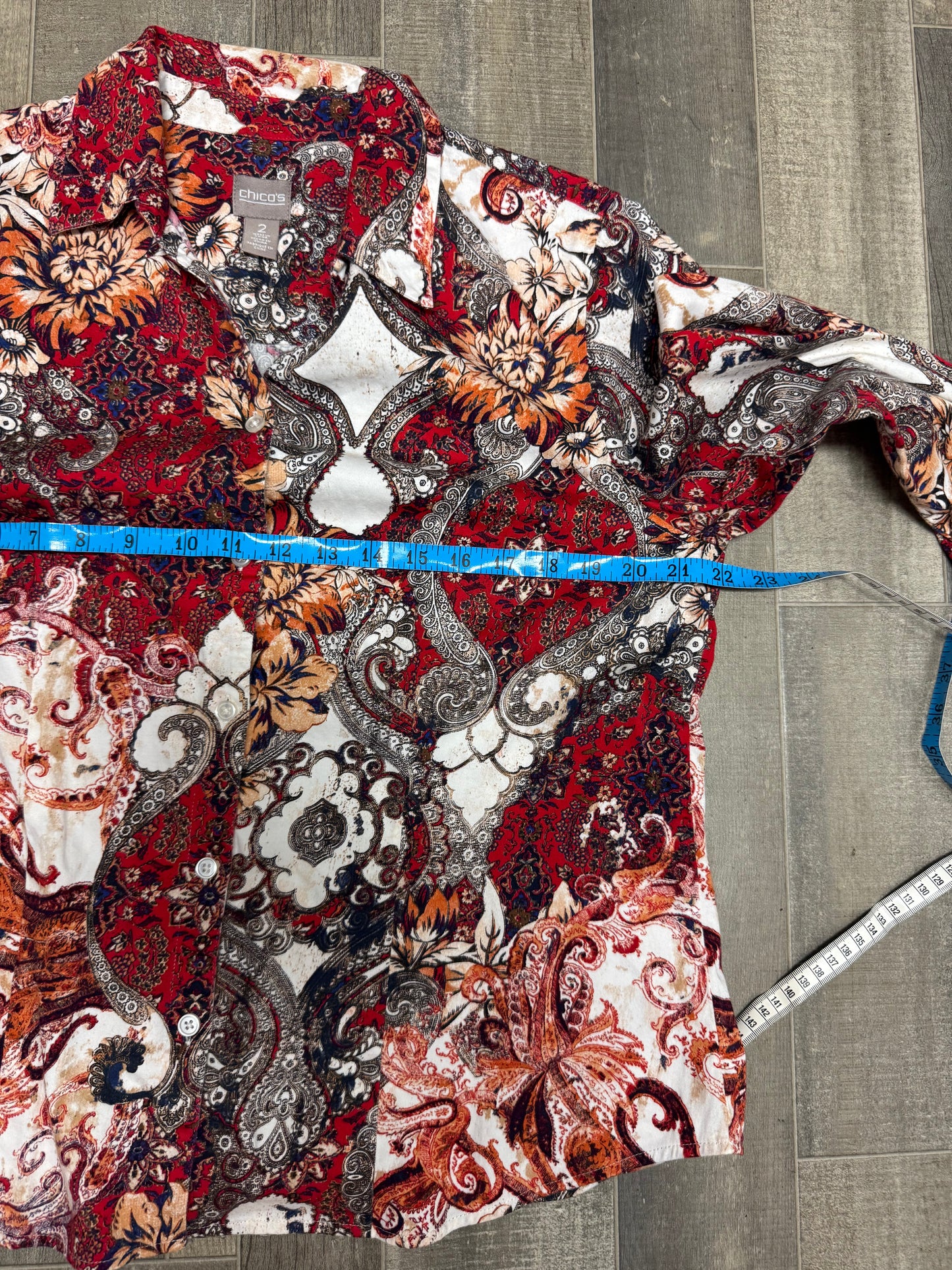 Chico’s US-SZ- 2-(L) Paisley Floral Button-Up Blouse LongSleeve Colorful Women’s
