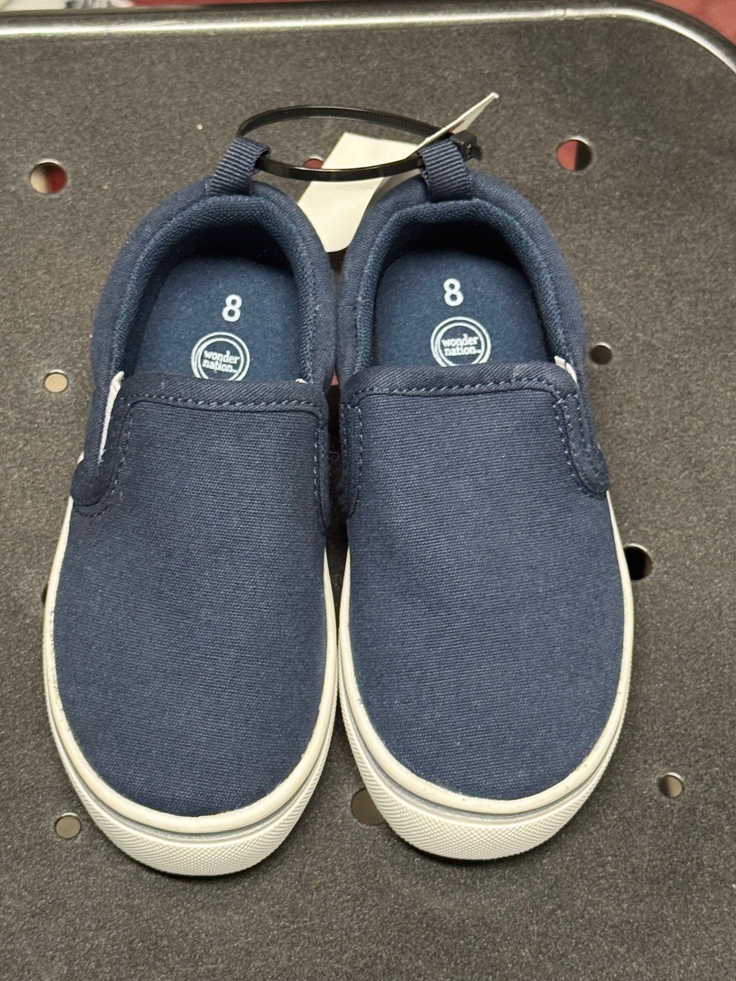 Wonder Nation Kids Navy Slip-On Canvas Sneakers Size 8 Casual Comfort Minimalist