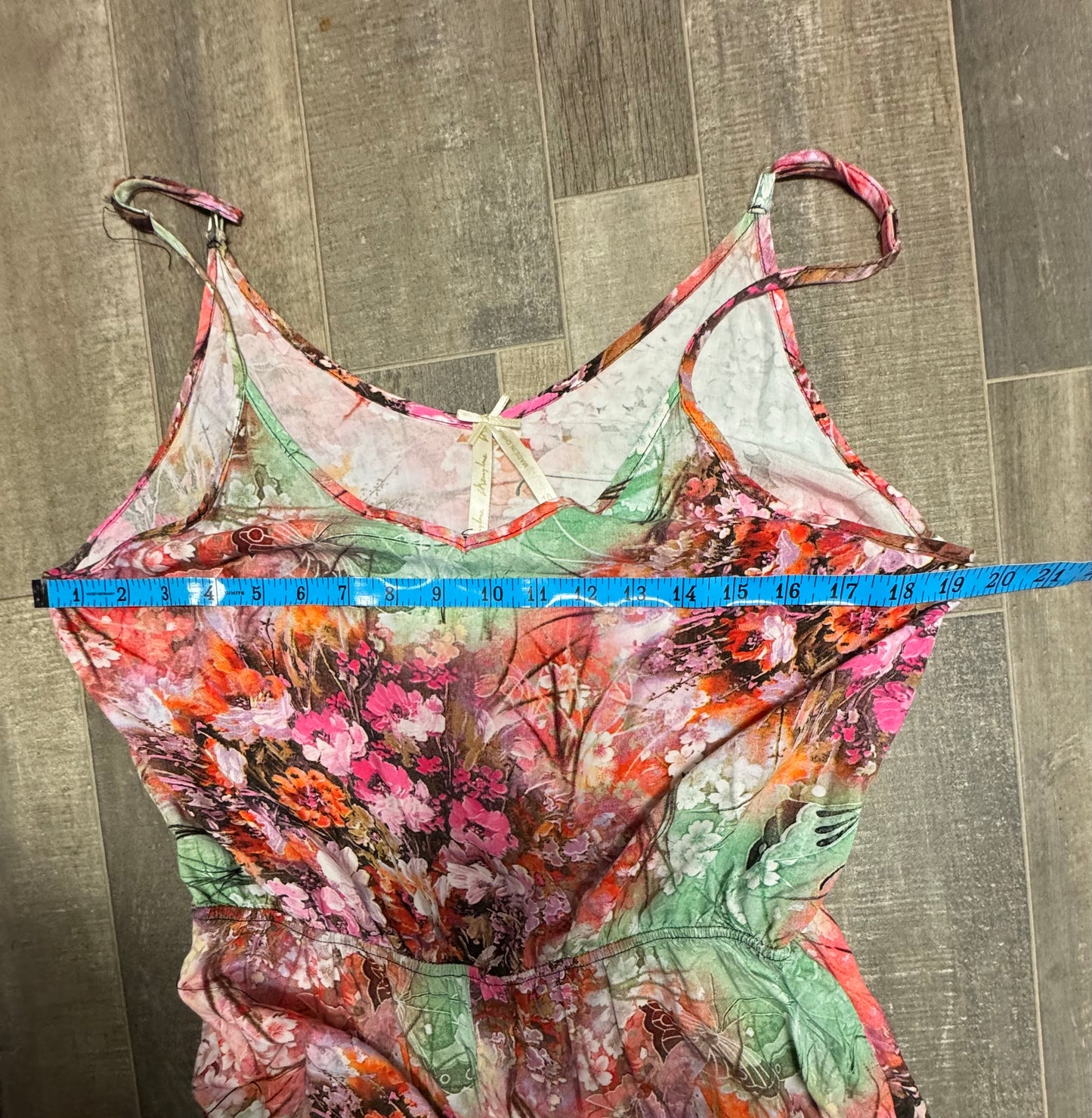 Coldwater Creek Women’s Floral Sleeveless Romper Shorts Size 10 Pink Green Boho