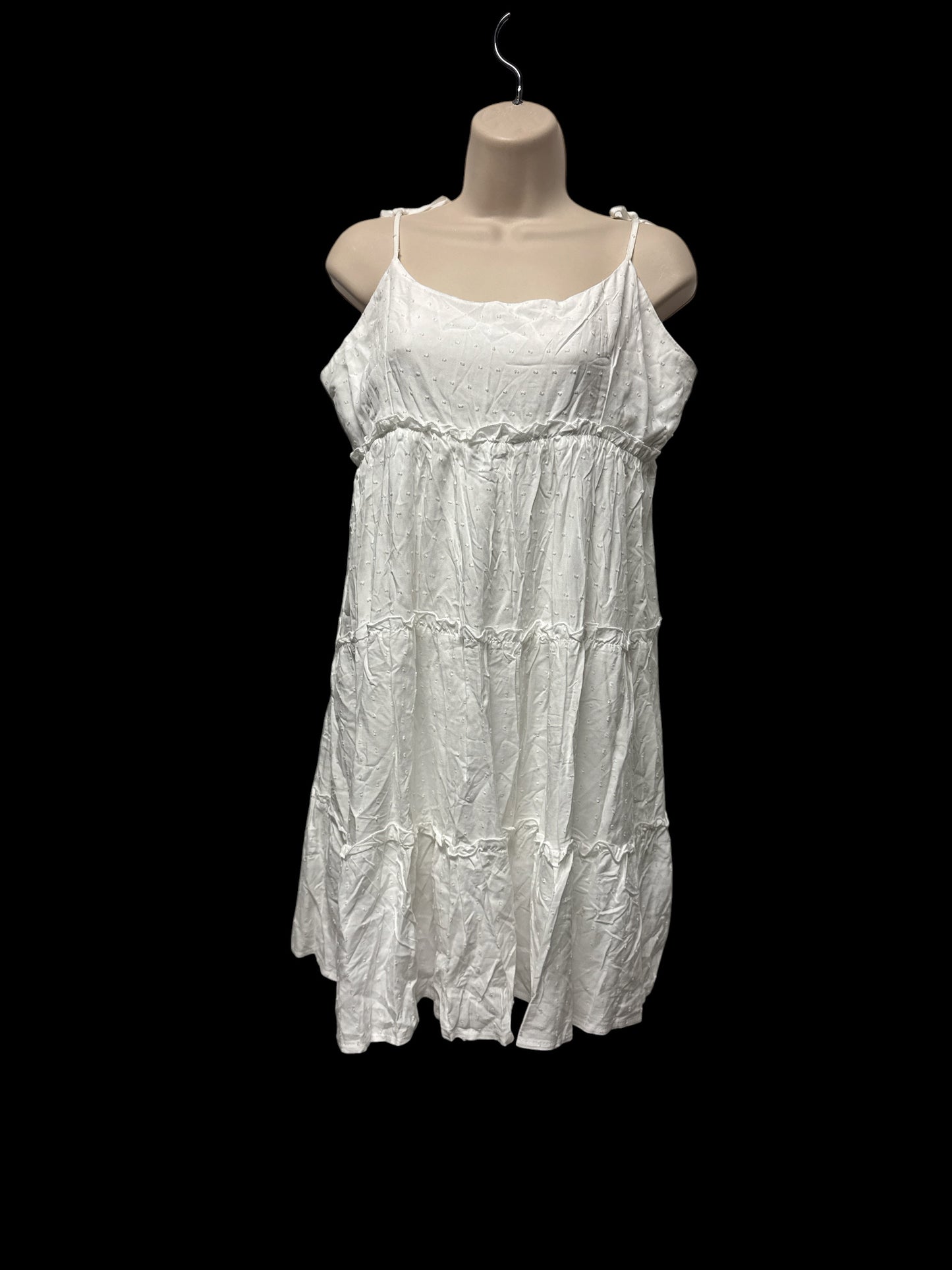 SHEIN White Tie Shoulder Tiered Midi Sundress NWT US 14 XXL Cruise Summer Travel