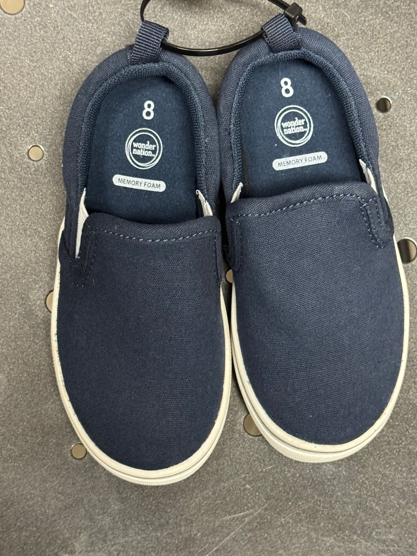 Wonder Nation Kids Navy Slip-On Canvas Sneakers Size 8 Casual Comfort Minimalist