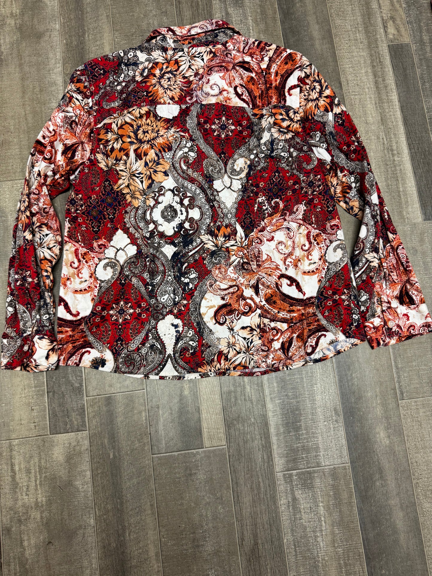 Chico’s US-SZ- 2-(L) Paisley Floral Button-Up Blouse LongSleeve Colorful Women’s