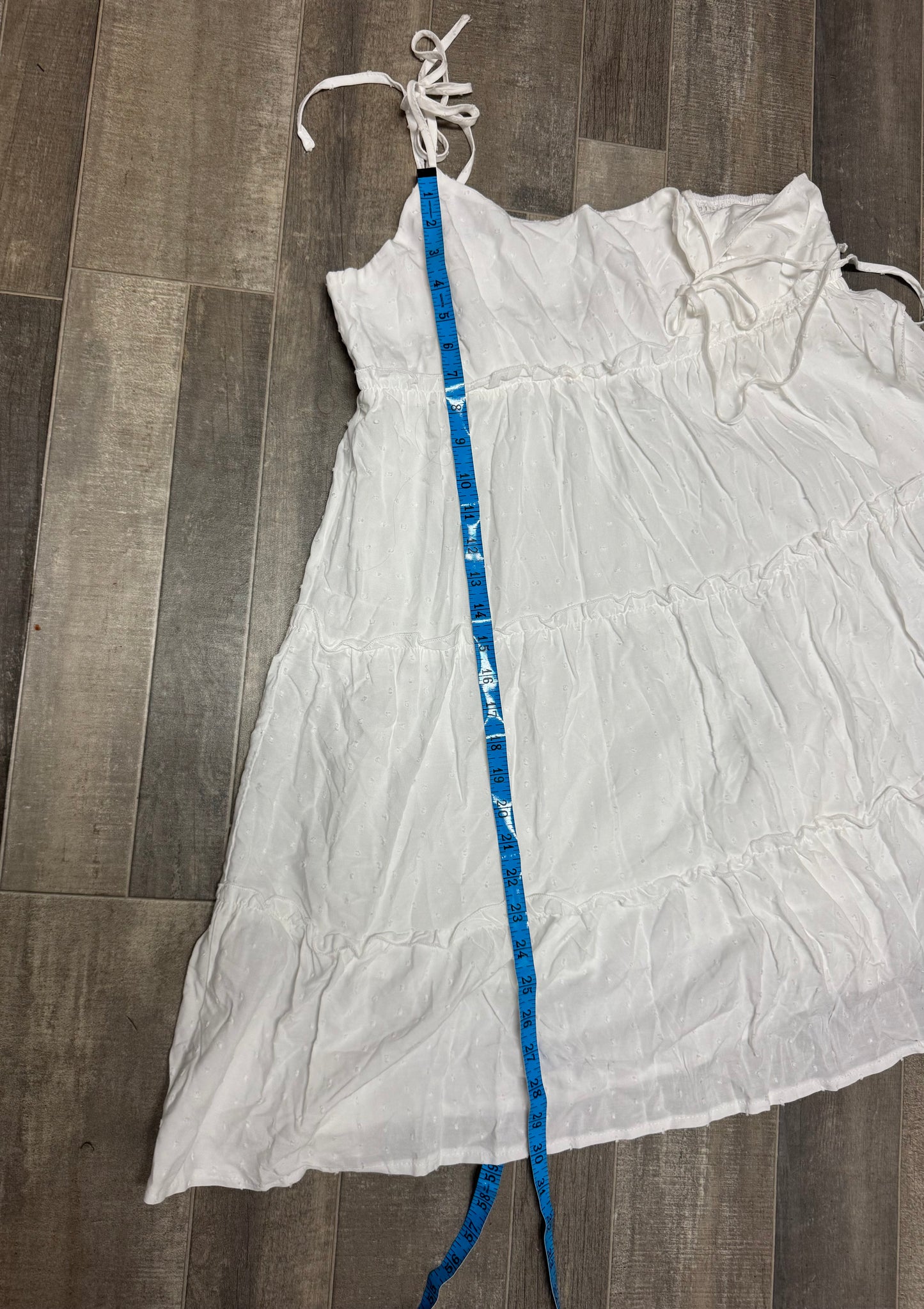 SHEIN White Tie Shoulder Tiered Midi Sundress NWT US 14 XXL Cruise Summer Travel