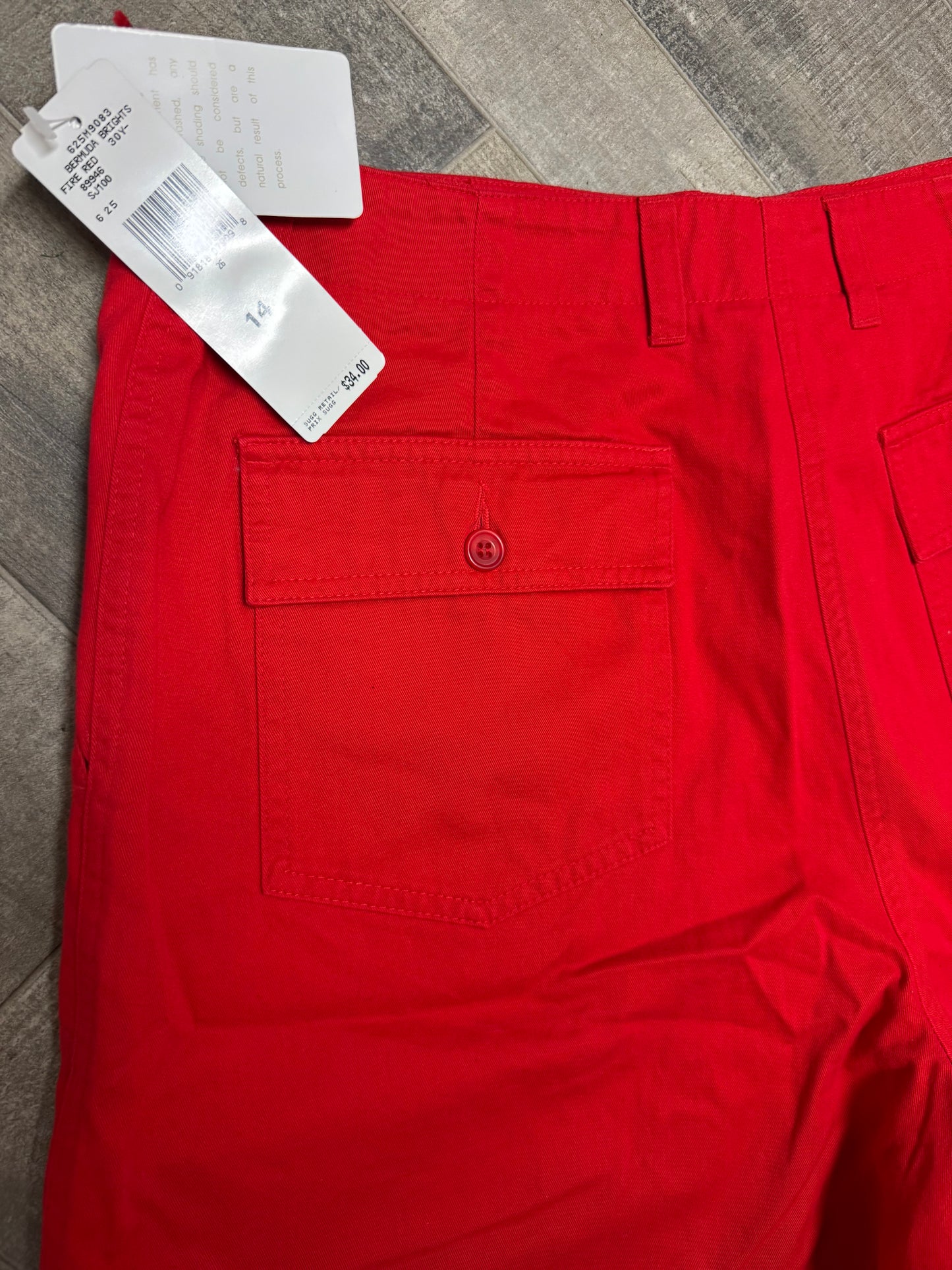 Women’s Red Utility Bermuda Shorts Size 14 NWT Cotton Casual Summer Pockets Y2K