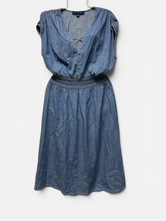 Tommy Hilfiger Denim-Effect Blue Smocked Waist Dress SP/XS Y2K Vacation Casual