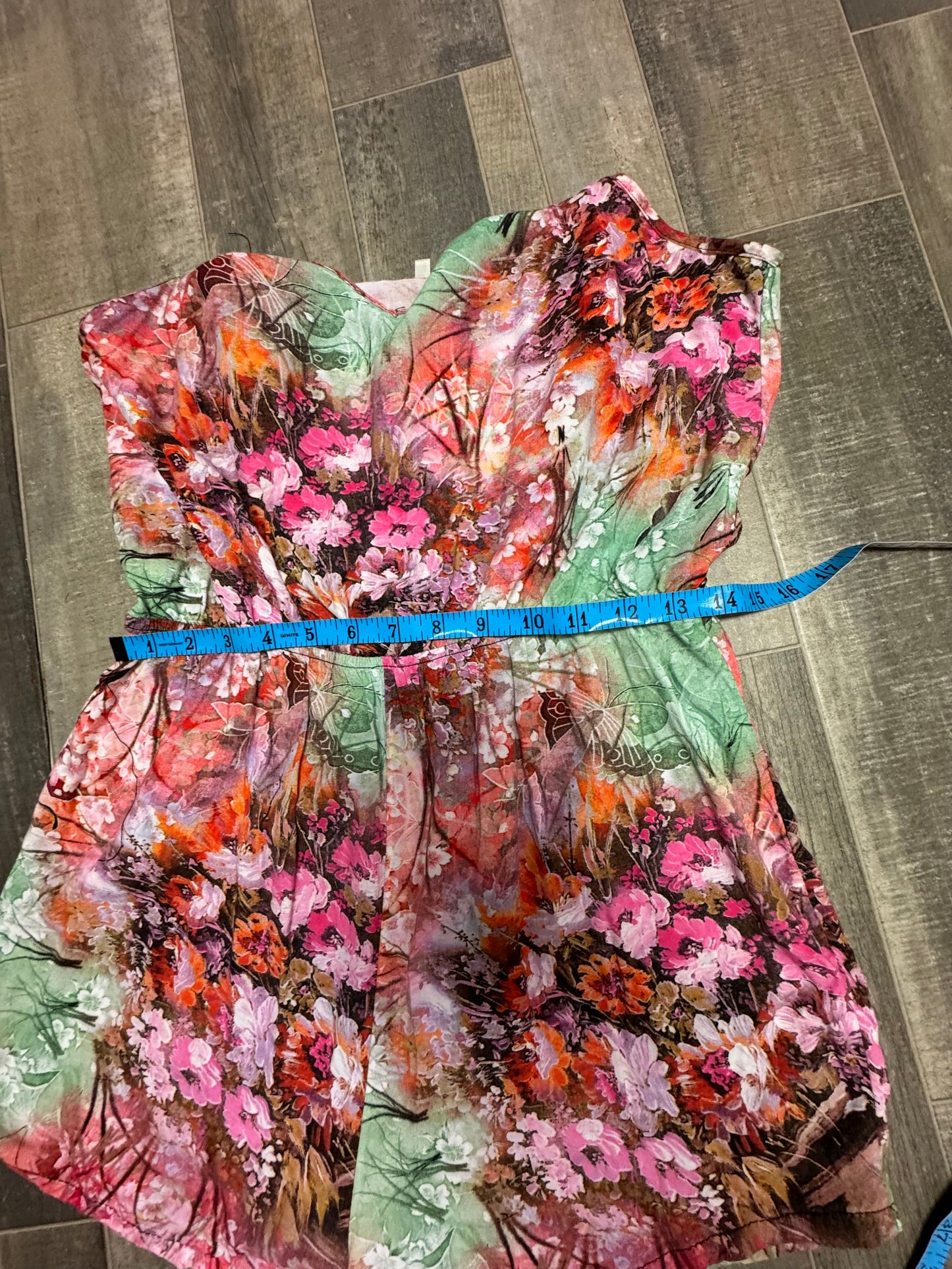 Coldwater Creek Women’s Floral Sleeveless Romper Shorts Size 10 Pink Green Boho