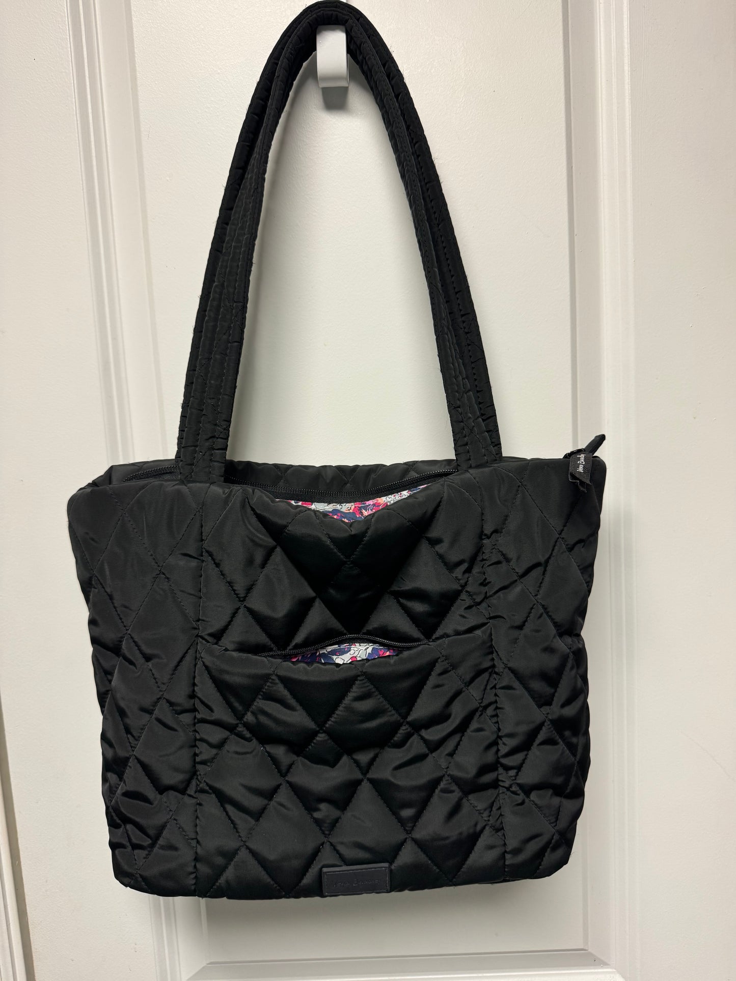 Vera Bradley Original Zip Tote Bag Moonless Night Black Quilted Nylon Medium