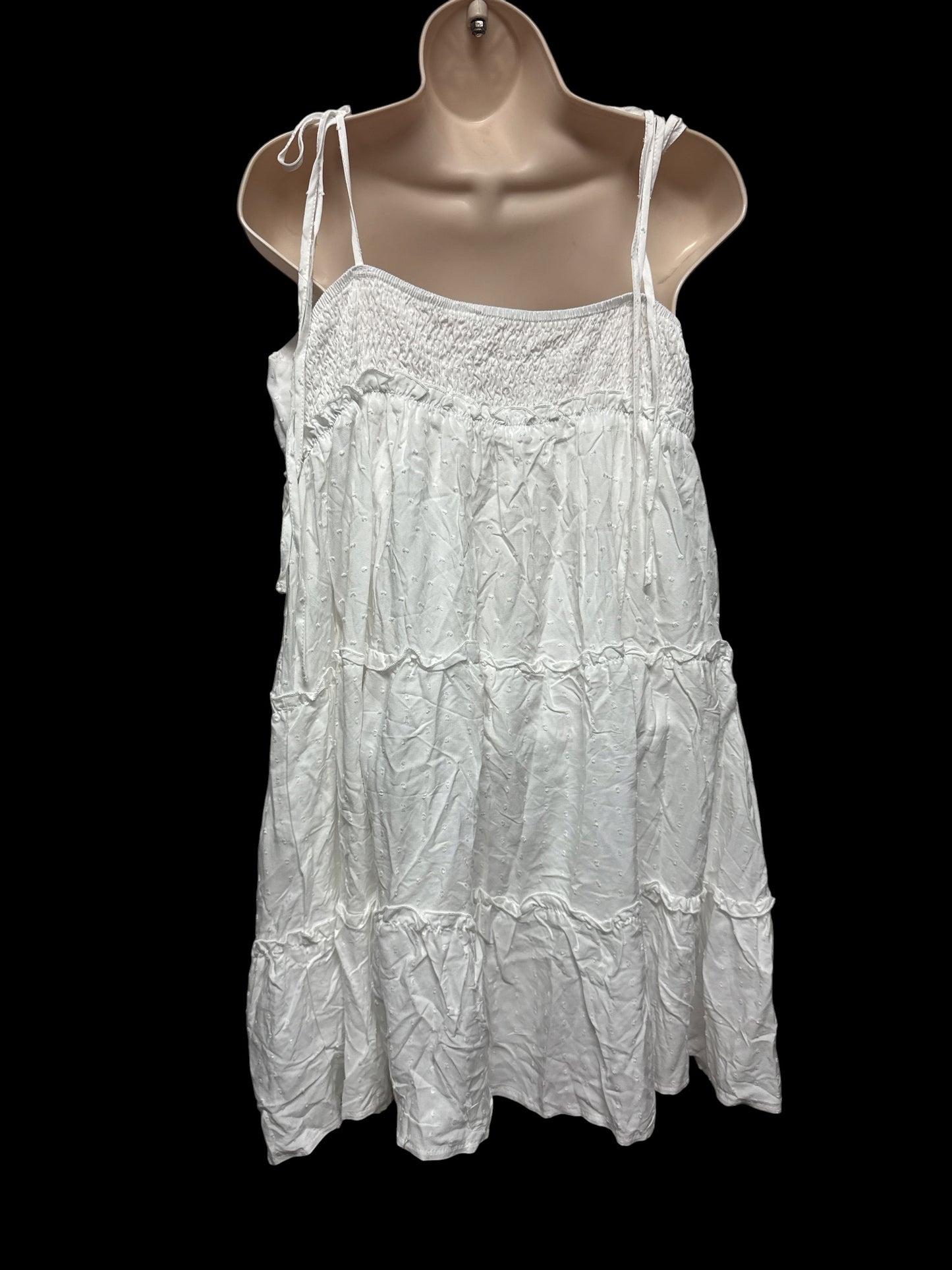 SHEIN White Tie Shoulder Tiered Midi Sundress NWT US 14 XXL Cruise Summer Travel